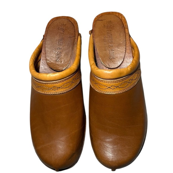 Vintage Father & Son Valleria Cognac Brown Leather Clog Heeled for Women Size 8 - Picture 10 of 10